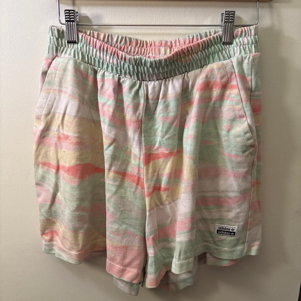 Adidas Pink and Green Athletic Shorts Relaxed Fit